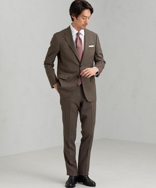 green label relaxing（グリーンレーベルリラクシング）の「[ 御幸毛織 ] 撚杢 無地 スリム ノープリーツ パンツ スラックス（スーツパンツ・メンズ・ブラウン/ネイビー・84ｃｍ/88ｃｍ/80ｃｍ/76ｃｍ/72cm/92cm）」の10枚目の写真