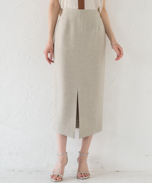 LOUNGEDRESS（ラウンジドレス）の「リネンライクタイトスカート（スカート・レディース・ベージュ/ブラウン・SMALL/MEDIUM）」の2枚目の写真