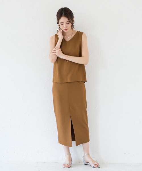 LOUNGEDRESS（ラウンジドレス）の「リネンライクタイトスカート（スカート・レディース・ベージュ/ブラウン・SMALL/MEDIUM）」の6枚目の写真