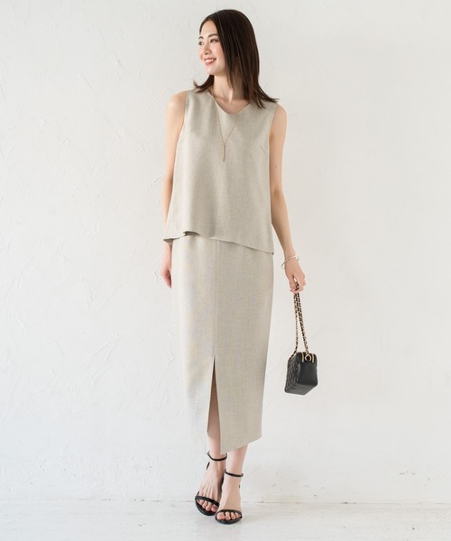 LOUNGEDRESS（ラウンジドレス）の「リネンライクタイトスカート（スカート・レディース・ベージュ/ブラウン・SMALL/MEDIUM）」の9枚目の写真