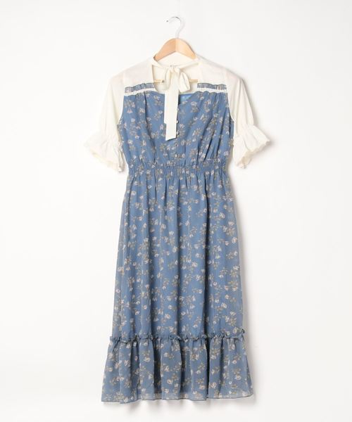 axes femme(アクシーズファム)の「チョーカーリボン花柄OP(ワンピース・レディース・ブラック/ピンク/ブルー・MEDIUM)」の6枚目の写真