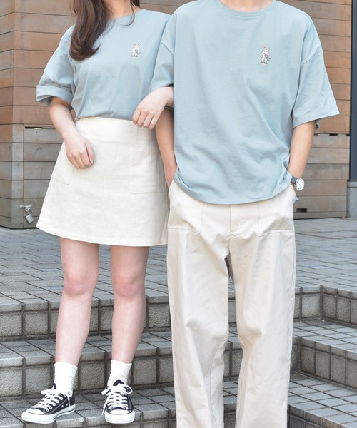 PairPair(ペアペア)の「クマ刺繍&バッグロゴBIGT(男女兼用)(Tシャツ/カットソー・レディース・ライトブルー/ブラック/オフホワイト/サックスブルー/グリーン/ライトグリーン・FREE)」の5枚目の写真