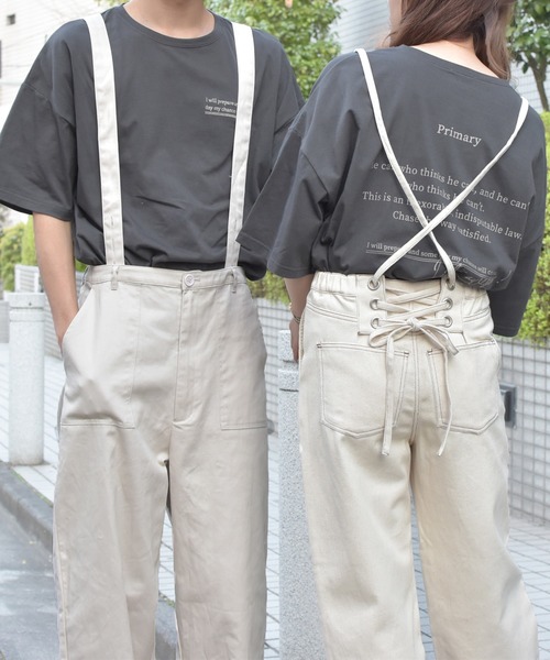 PairPair(ペアペア)の「クマ刺繍&バッグロゴBIGT(男女兼用)(Tシャツ/カットソー・レディース・ライトブルー/ブラック/オフホワイト/サックスブルー/グリーン/ライトグリーン・FREE)」の3枚目の写真