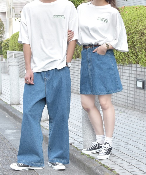 PairPair(ペアペア)の「クマ刺繍&バッグロゴBIGT(男女兼用)(Tシャツ/カットソー・レディース・ライトブルー/ブラック/オフホワイト/サックスブルー/グリーン/ライトグリーン・FREE)」の7枚目の写真