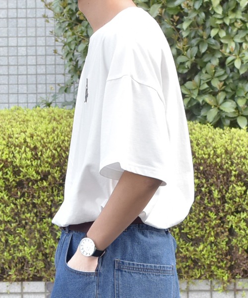 PairPair(ペアペア)の「クマ刺繍&バッグロゴBIGT(男女兼用)(Tシャツ/カットソー・レディース・ライトブルー/ブラック/オフホワイト/サックスブルー/グリーン/ライトグリーン・FREE)」の16枚目の写真