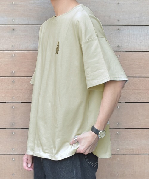 PairPair(ペアペア)の「クマ刺繍&バッグロゴBIGT(男女兼用)(Tシャツ/カットソー・レディース・ライトブルー/ブラック/オフホワイト/サックスブルー/グリーン/ライトグリーン・FREE)」の17枚目の写真