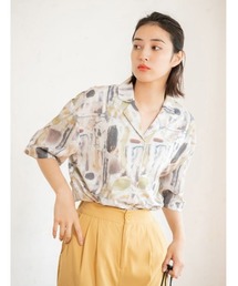 fifth | 水彩プリント開襟ハーフスリーブシャツ(シャツ/ブラウス)