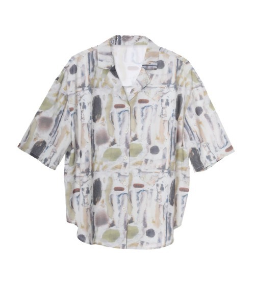 fifth（フィフス）の「水彩プリント開襟ハーフスリーブシャツ（シャツ/ブラウス・レディース・ベージュ・MEDIUM）」の10枚目の写真