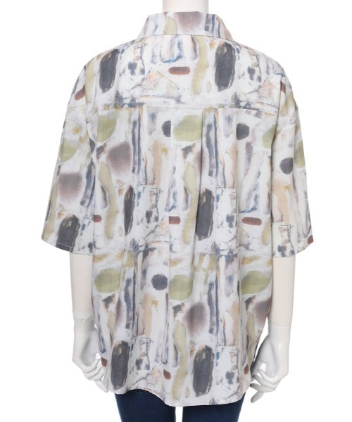 fifth（フィフス）の「水彩プリント開襟ハーフスリーブシャツ（シャツ/ブラウス・レディース・ベージュ・MEDIUM）」の8枚目の写真