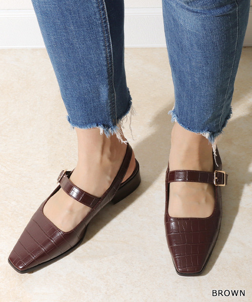 RANDA（ランダ）の「スクエアトゥバックストラップシューズ（パンプス・レディース・ブラウン/ブラック/カーキ・S/M/L/LL）」の3枚目の写真