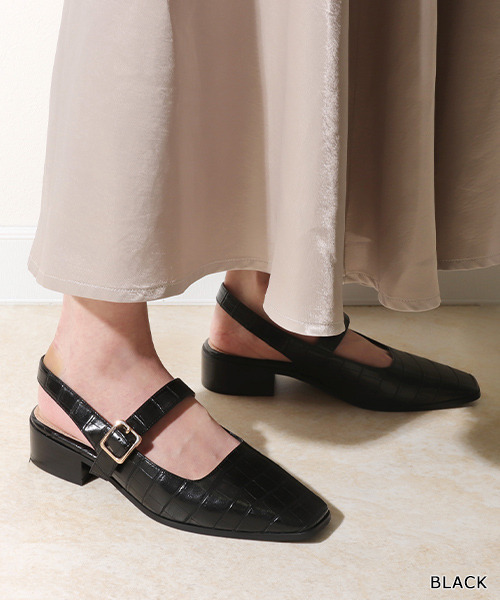 RANDA（ランダ）の「スクエアトゥバックストラップシューズ（パンプス・レディース・ブラウン/ブラック/カーキ・S/M/L/LL）」の2枚目の写真