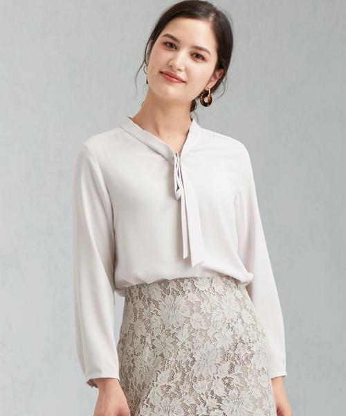 green label relaxing（グリーンレーベルリラクシング）の「Ｄ パーツ / ボウタイ ブラウス（シャツ/ブラウス・レディース・ライトブルー/ダークグレー/ネイビー/ライトグレー・FREE）」の2枚目の写真