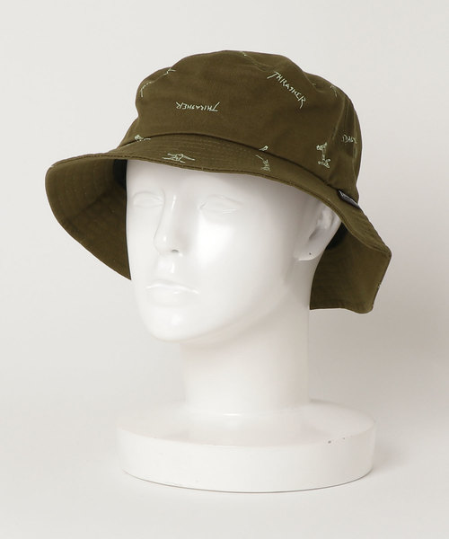 THRASHER(スラッシャー)の「GONZ ALLOVER PRINT BUCKET HAT/スラッシャー 帽子 ハット バケットハット バケハ(ハット・メンズ・ブラック/ベージュ/カーキ・FREE)」の1枚目の写真