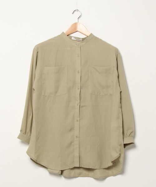 Samansa Mos2 Blue サマンサモスモスブルー の バンドカラーチュニックブラウス シャツ ブラウス Wear