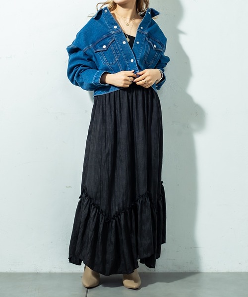 mystic（ミスティック）の「ショートGジャン（デニムジャケット・レディース・ブラック/オフホワイト/ブルー・FREE）」の4枚目の写真