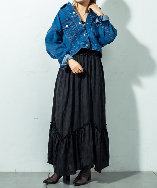 mystic（ミスティック）の「ショートGジャン（デニムジャケット・レディース・ブラック/オフホワイト/ブルー・FREE）」の5枚目の写真