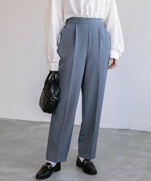 センタープレス タック入りテーパード スラックスパンツ