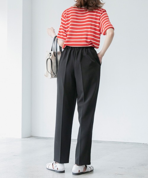 BONLECILL（ボンルシール）の「センタープレス タック入りテーパード スラックスパンツ（スラックス・レディース・ブラック/ベージュ/ブルー/イエロー/グリーン/ネイビー/オレンジ/ブルーグレー/モスグリーン/レッド/ダークブラウン/パープル/マスタード/グレイッシュベージュ/ブラウン・M/L）」の22枚目の写真