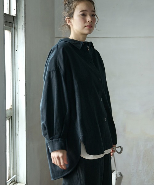 PUAL CE CIN（ピュアルセシン）の「【Du noir】リネンブラウス（シャツ/ブラウス・レディース・ブラック/ナチュラル・FREE）」の6枚目の写真