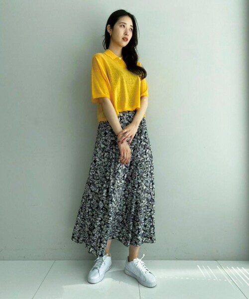 DRESSTERIOR（ドレステリア）の「◆フラワープリントタックマキシスカート（スカート・レディース・グレー系5/ネイビー系・38/36）」の7枚目の写真