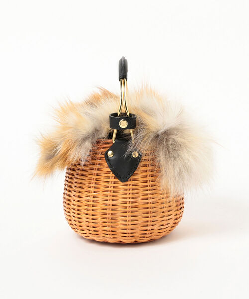 Demi-Luxe BEAMS（デミルクス ビームス）の「VIOLAd’ORO / ファー ラタンかごバッグ（かごバッグ・レディース・ライトブラウン・ONE SIZE）」の5枚目の写真