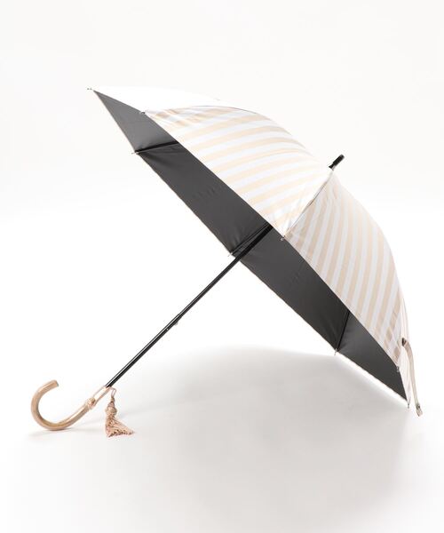 【新品未使用】　utatane 日傘　ストライプベージュ　うたたね　ウタタネ utatane（ウタタネ）の「日傘 完全遮光 晴雨兼用 ストライプ