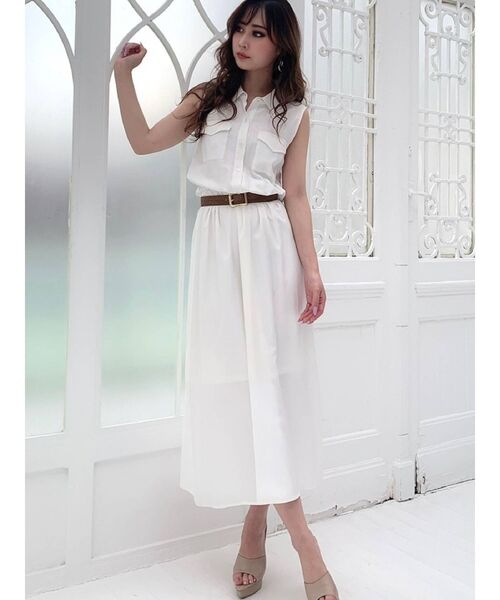 RESEXXY（リゼクシー）の「ノースリシャツワンピース（シャツワンピース・レディース・ホワイト/ブラック/ピンク/その他1・FREE）」の2枚目の写真