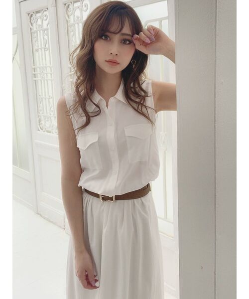 RESEXXY（リゼクシー）の「ノースリシャツワンピース（シャツワンピース・レディース・ホワイト/ブラック/ピンク/その他1・FREE）」の7枚目の写真