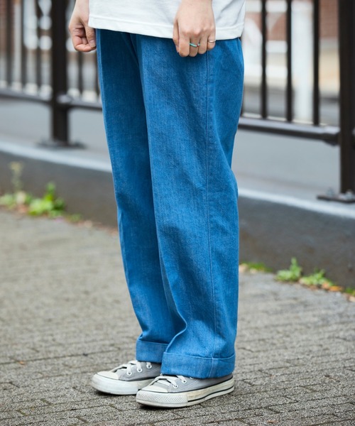 Munsingwear Grand-Slam（マンシングウェア　グランドスラム）の「Barnstormer × Munsingwear ドレスワークトラウザー（デニムパンツ・メンズ・ブルー/グレー・M/XL/L）」の10枚目の写真