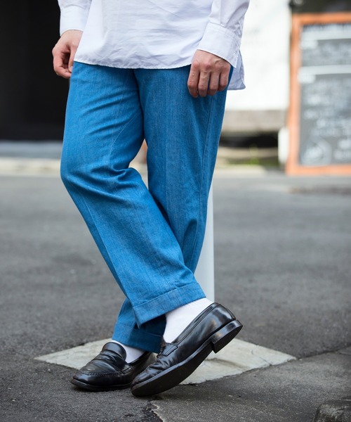 Munsingwear Grand-Slam（マンシングウェア　グランドスラム）の「Barnstormer × Munsingwear ドレスワークトラウザー（デニムパンツ・メンズ・ブルー/グレー・M/XL/L）」の5枚目の写真