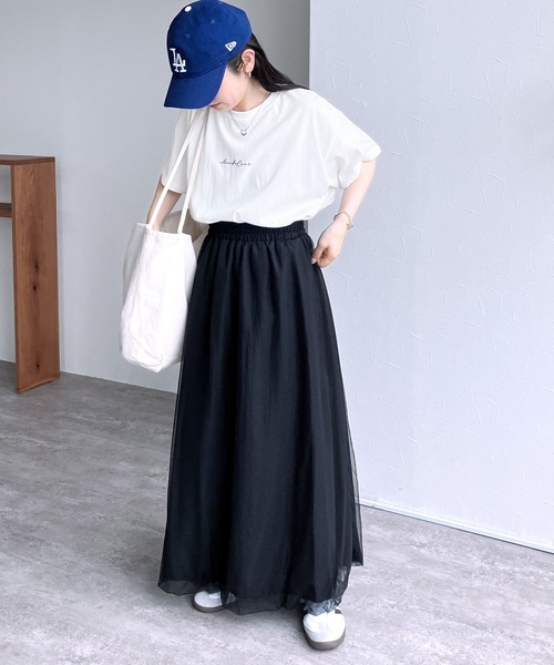 reca（レカ）の「筆記体プリントロゴＴシャツ（Tシャツ/カットソー・レディース・ホワイト/グレイッシュベージュ/チャコール/ブルー/ブラック/ライトベージュ/ネイビー/レッド系・FREE）」の16枚目の写真