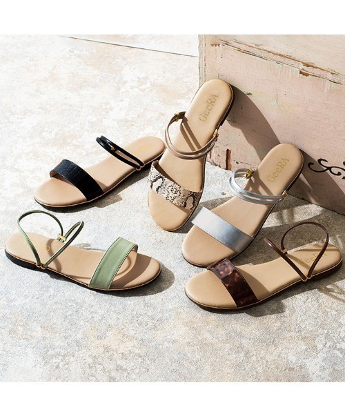 GeeRA（ジーラ）の「ダブルストラップ2WAYサンダル（サンダル・レディース・ブラック/ブラウン/オリーブ/パイソン/シルバー・SMALL/X-LARGE/MEDIUM/LARGE）」の8枚目の写真