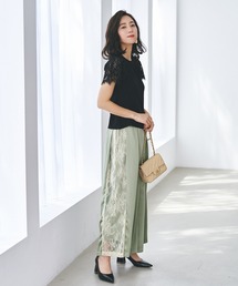 RUIRUE BOUTIQUE（ルイルエブティック）の「洗えるサイドレースワイドパンツ（その他パンツ）」