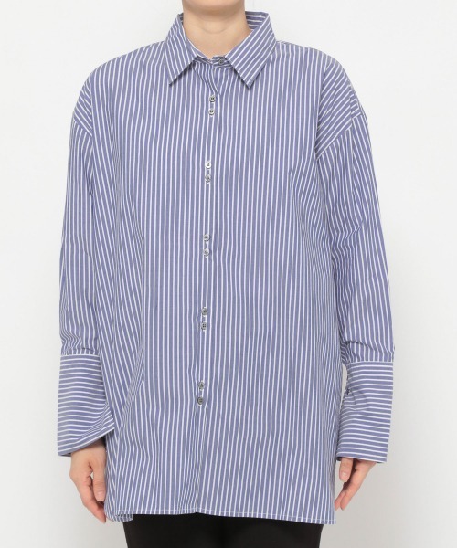 JEANASIS(ジーナシス)の「ストライプレギュラーシャツLS/958372(シャツ/ブラウス・レディース・ブルー系その他/レッド系その他・FREE)」の6枚目の写真