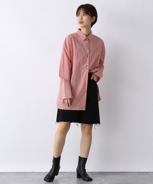 JEANASIS(ジーナシス)の「ストライプレギュラーシャツLS/958372(シャツ/ブラウス・レディース・ブルー系その他/レッド系その他・FREE)」の3枚目の写真