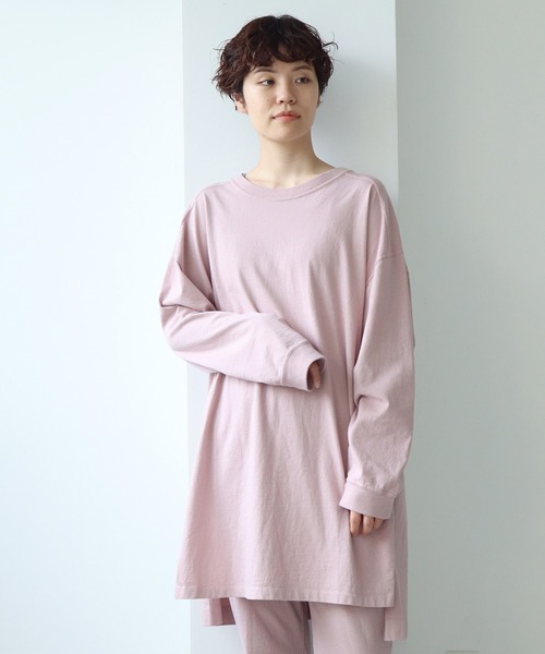 note et silence （ノートエシロンス）の「◇18/-USA天竺　製品染スリットプルオーバー（Tシャツ/カットソー・レディース・ライトピンク/ホワイト/チャコールグレー/カーキ・FREE）」の17枚目の写真