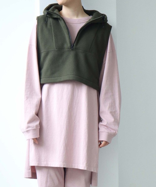 note et silence （ノートエシロンス）の「◇18/-USA天竺　製品染スリットプルオーバー（Tシャツ/カットソー・レディース・ライトピンク/ホワイト/チャコールグレー/カーキ・FREE）」の22枚目の写真