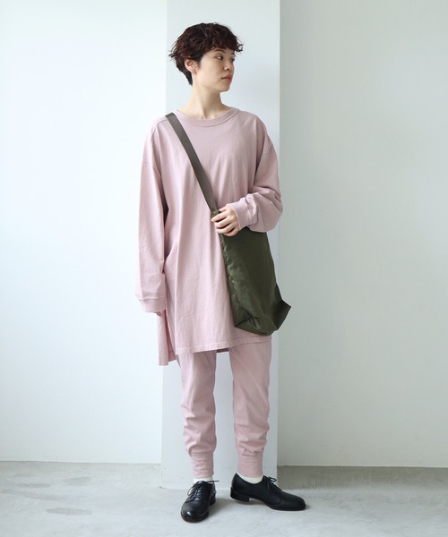 note et silence （ノートエシロンス）の「◇18/-USA天竺　製品染スリットプルオーバー（Tシャツ/カットソー・レディース・ライトピンク/ホワイト/チャコールグレー/カーキ・FREE）」の19枚目の写真