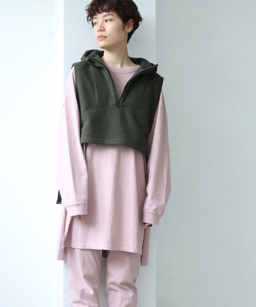 note et silence （ノートエシロンス）の「◇18/-USA天竺　製品染スリットプルオーバー（Tシャツ/カットソー・レディース・ライトピンク/ホワイト/チャコールグレー/カーキ・FREE）」の21枚目の写真