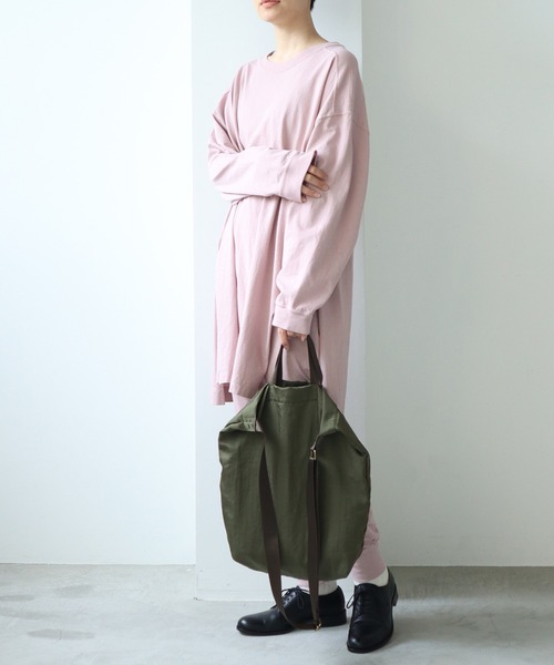 note et silence （ノートエシロンス）の「◇18/-USA天竺　製品染スリットプルオーバー（Tシャツ/カットソー・レディース・ライトピンク/ホワイト/チャコールグレー/カーキ・FREE）」の20枚目の写真