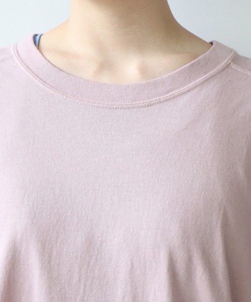 note et silence （ノートエシロンス）の「◇18/-USA天竺　製品染スリットプルオーバー（Tシャツ/カットソー・レディース・ライトピンク/ホワイト/チャコールグレー/カーキ・FREE）」の7枚目の写真