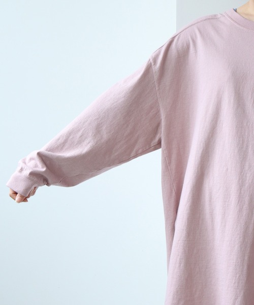 note et silence （ノートエシロンス）の「◇18/-USA天竺　製品染スリットプルオーバー（Tシャツ/カットソー・レディース・ライトピンク/ホワイト/チャコールグレー/カーキ・FREE）」の9枚目の写真