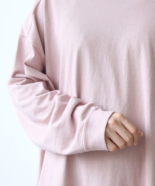 note et silence （ノートエシロンス）の「◇18/-USA天竺　製品染スリットプルオーバー（Tシャツ/カットソー・レディース・ライトピンク/ホワイト/チャコールグレー/カーキ・FREE）」の10枚目の写真