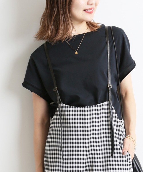 SLOBE IENA（スローブイエナ）の「デザインフレンチスリーブTEE【手洗い可能】◆（Tシャツ/カットソー・レディース・ホワイト/ブラック/ベージュ/ネイビー・FREE）」の2枚目の写真