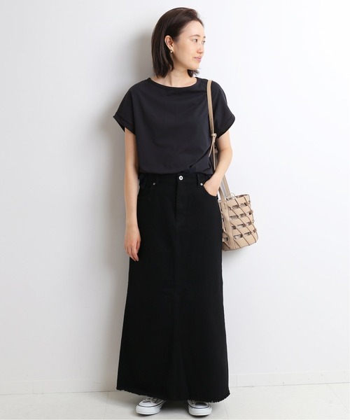 SLOBE IENA（スローブイエナ）の「デザインフレンチスリーブTEE【手洗い可能】◆（Tシャツ/カットソー・レディース・ホワイト/ブラック/ベージュ/ネイビー・FREE）」の19枚目の写真