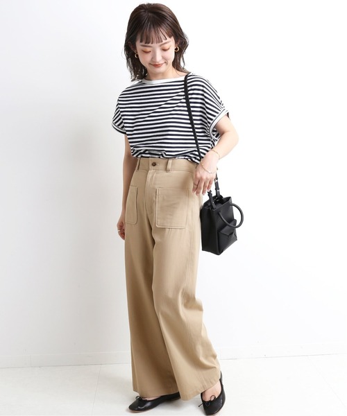 SLOBE IENA（スローブイエナ）の「デザインフレンチスリーブTEE【手洗い可能】◆（Tシャツ/カットソー・レディース・ホワイト/ブラック/ベージュ/ネイビー・FREE）」の16枚目の写真