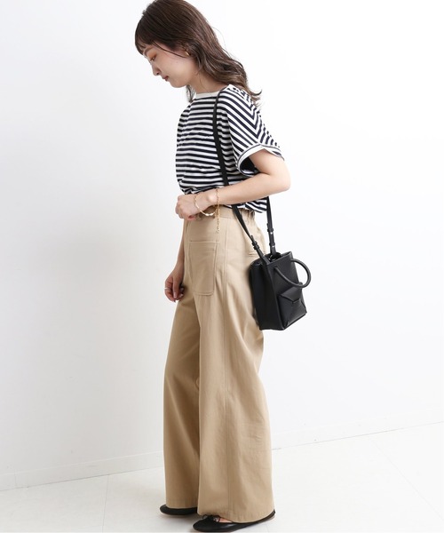 SLOBE IENA（スローブイエナ）の「デザインフレンチスリーブTEE【手洗い可能】◆（Tシャツ/カットソー・レディース・ホワイト/ブラック/ベージュ/ネイビー・FREE）」の10枚目の写真