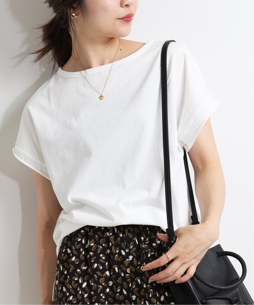 SLOBE IENA（スローブイエナ）の「デザインフレンチスリーブTEE【手洗い可能】◆（Tシャツ/カットソー・レディース・ホワイト/ブラック/ベージュ/ネイビー・FREE）」の5枚目の写真