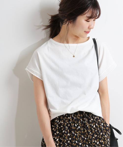 SLOBE IENA（スローブイエナ）の「デザインフレンチスリーブTEE【手洗い可能】◆（Tシャツ/カットソー・レディース・ホワイト/ブラック/ベージュ/ネイビー・FREE）」の17枚目の写真