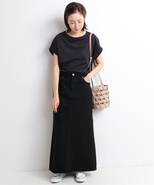 SLOBE IENA（スローブイエナ）の「デザインフレンチスリーブTEE【手洗い可能】◆（Tシャツ/カットソー・レディース・ホワイト/ブラック/ベージュ/ネイビー・FREE）」の18枚目の写真